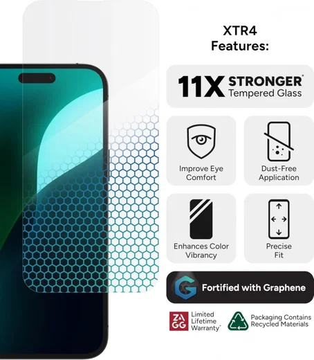 ZAGG InvisibleShield XTR4 iPhone 16 Plus / 15 Plus Blue Light Screen Protector afbeelding 6