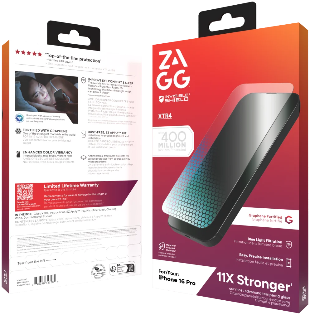 ZAGG InvisibleShield XTR4 Apple iPhone 16 Pro Blue Light Screen Protector afbeelding 12