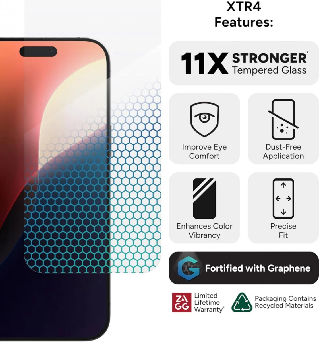 ZAGG InvisibleShield XTR4 iPhone 16 Pro Max Blue Light Screen Protector afbeelding 6