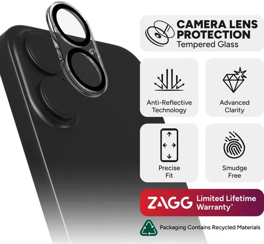 ZAGG InvisibleShield Glass Elite AR iPhone 16 / 16 Plus Camera Protector afbeelding 5