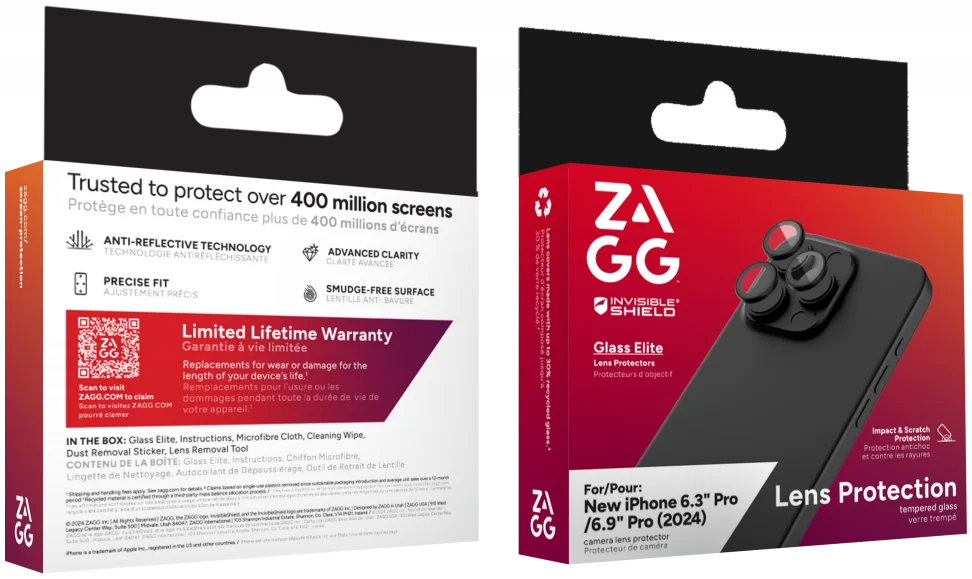ZAGG InvisibleShield Elite iPhone 16 Pro / 16 Pro Max Camera Lens Protector afbeelding 5