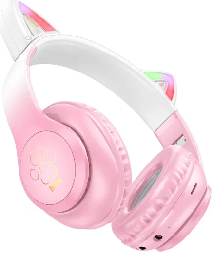 Hoco W42 Draadloze Kinder Koptelefoon met Led Kattenoortjes Max 85 dB Roze afbeelding 1