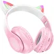 Hoco W42 Draadloze Kinder Koptelefoon met Led Kattenoortjes Max 85 dB Roze afbeelding 2