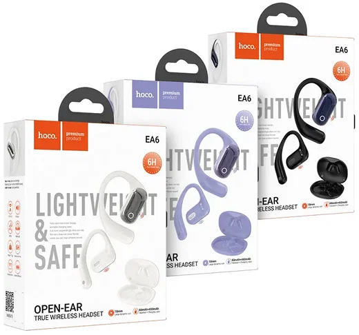 Hoco EA6 Open-Ear Draadloze Oordopjes Met Oorhaak Zwart afbeelding 6