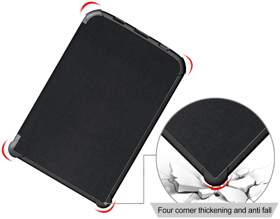Universele PocketBook Hoes Book Case Sleep Cover Beschermhoes Zwart afbeelding 5