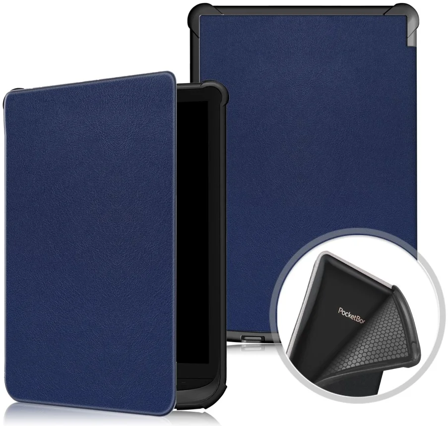 Universele PocketBook Hoes Book Case Sleep Cover Beschermhoes Blauw afbeelding 2