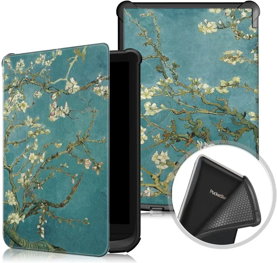 Universele PocketBook Hoes Book Case Sleep Cover Beschermhoes Bloemen Print afbeelding 2
