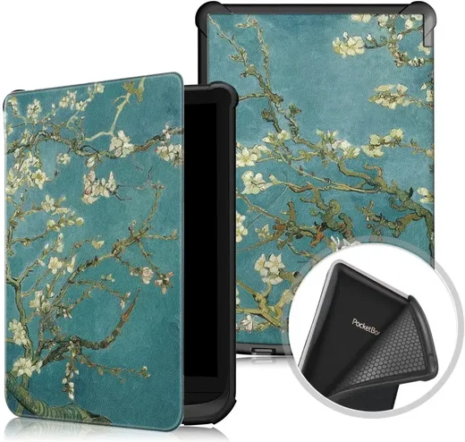 Universele PocketBook Hoes Book Case Sleep Cover Beschermhoes Bloemen Print afbeelding 2