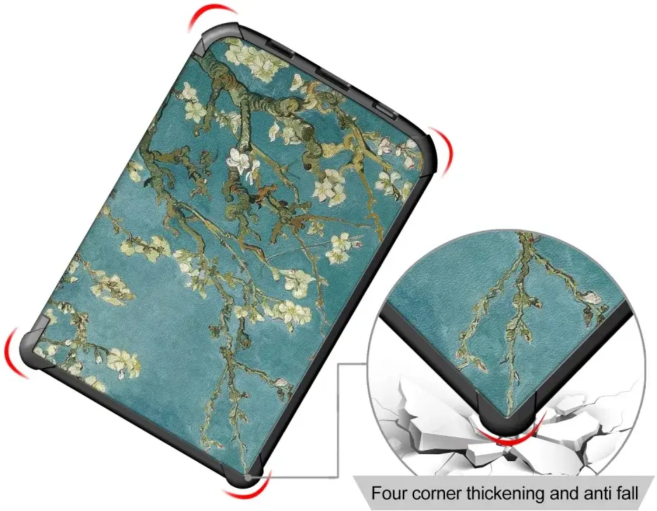 Universele PocketBook Hoes Book Case Sleep Cover Beschermhoes Bloemen Print afbeelding 4
