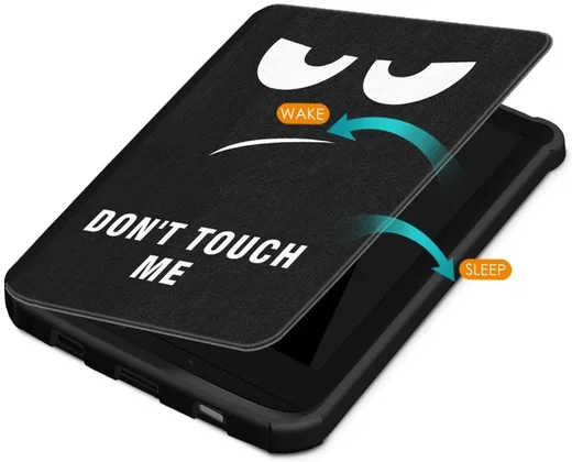 Universele PocketBook Hoes Book Case Sleep Cover Beschermhoes Don't Touch Print afbeelding 2