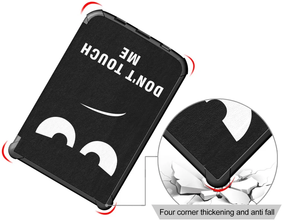 Universele PocketBook Hoes Book Case Sleep Cover Beschermhoes Don't Touch Print afbeelding 3