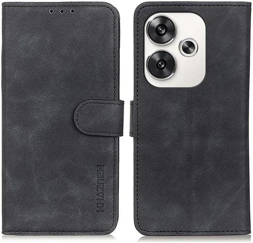 KHAZNEH Xiaomi Poco F6 Hoesje Retro Wallet Book Case Zwart afbeelding 2
