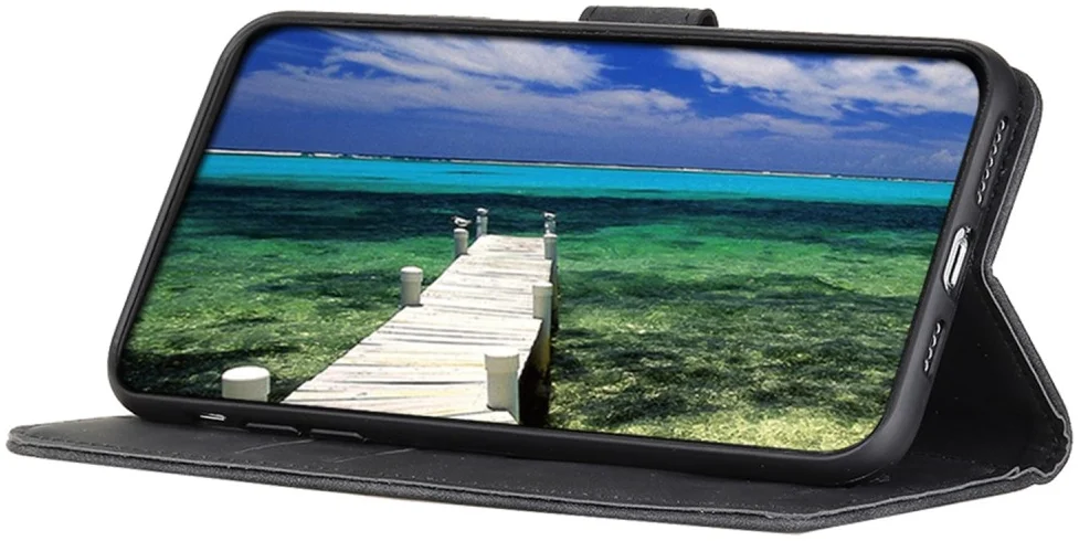 KHAZNEH Xiaomi Poco F6 Hoesje Retro Wallet Book Case Zwart afbeelding 3