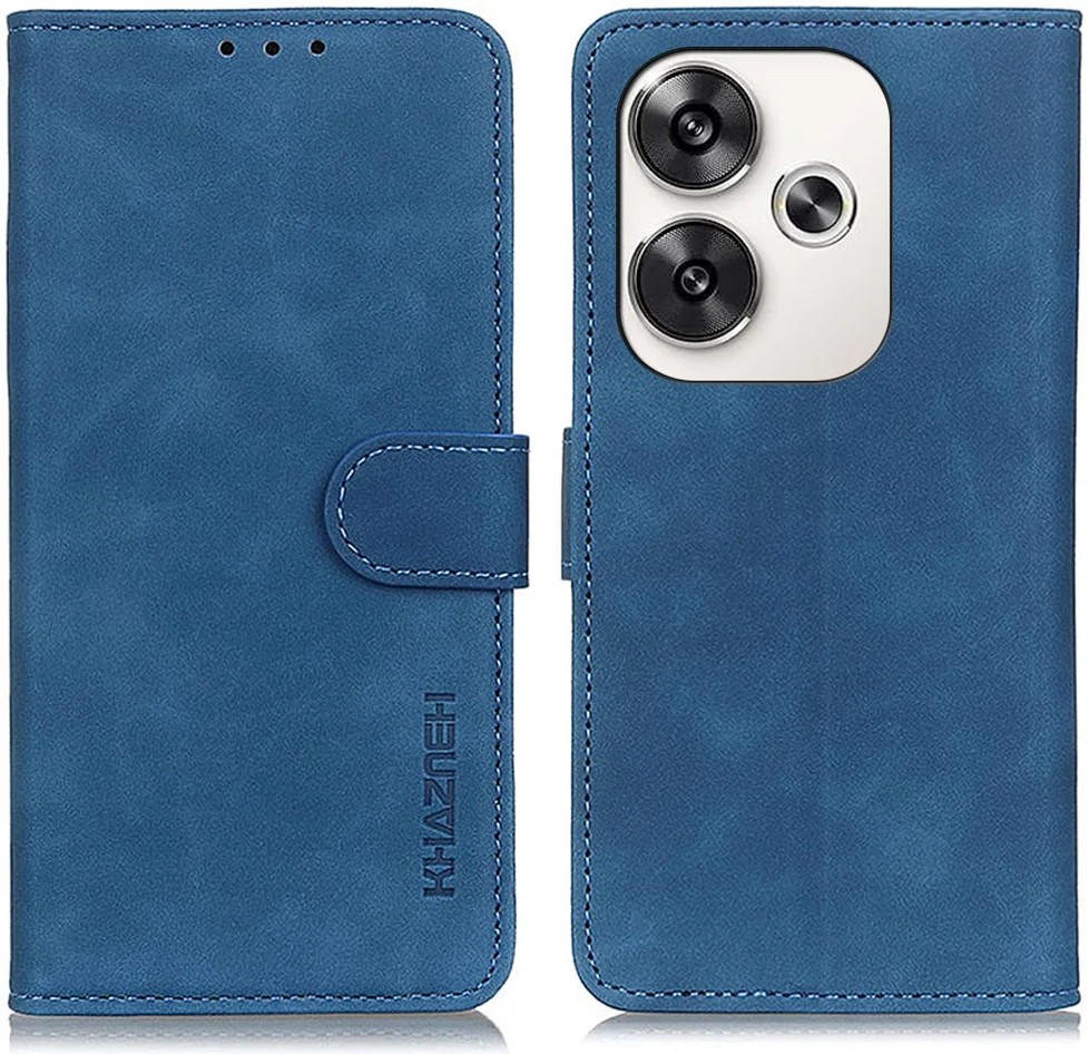 KHAZNEH Xiaomi Poco F6 Hoesje Retro Wallet Book Case Blauw afbeelding 2