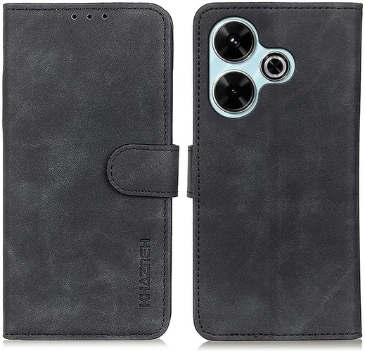 KHAZNEH Xiaomi Redmi 13 4G / Poco M6 Hoesje Retro Wallet Book Case Zwart afbeelding 2