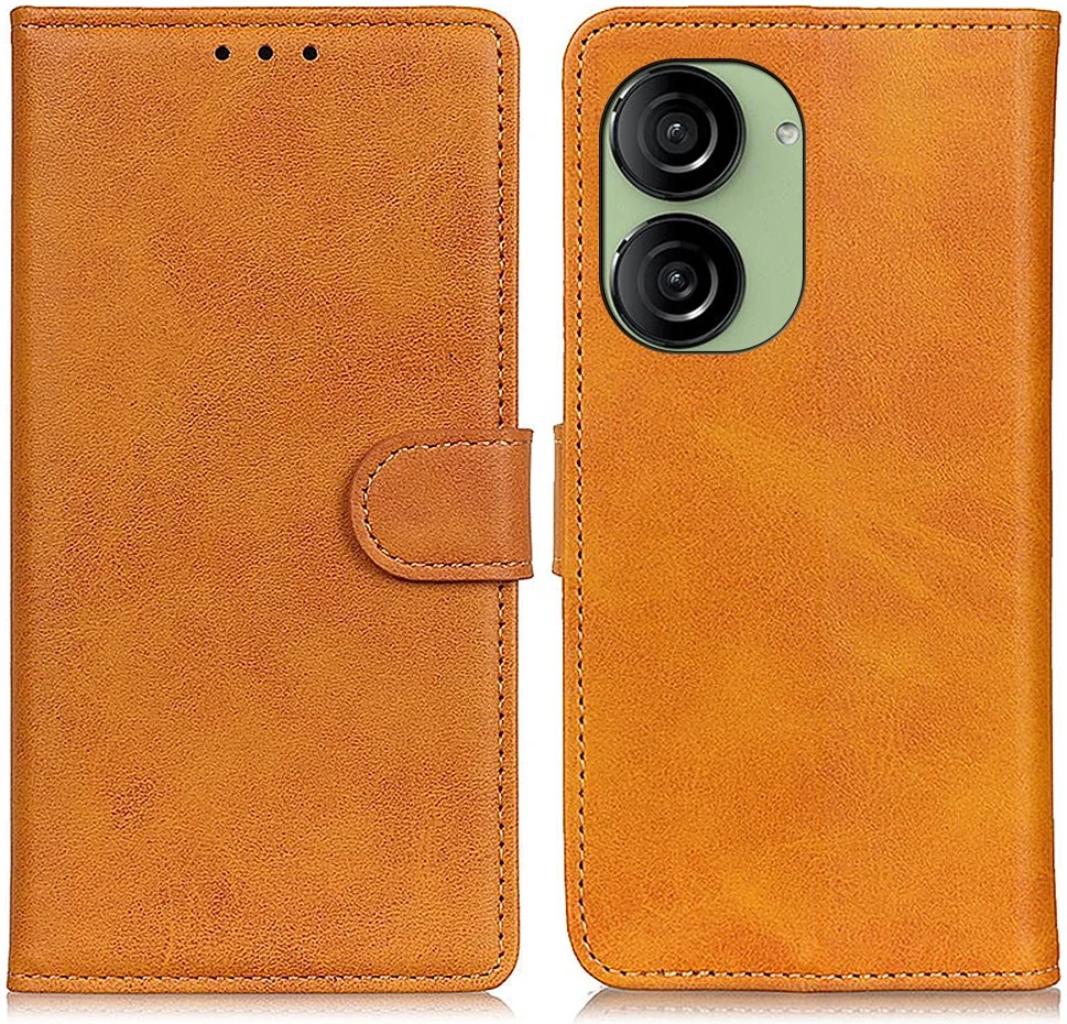 Asus Zenfone 10 Hoesje Wallet Book Case Kunstleer Bruin afbeelding 2