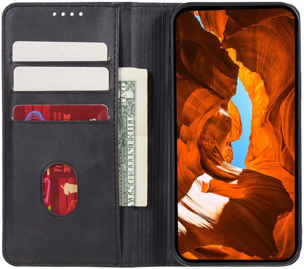 Motorola Edge 50 Fusion Hoesje Wallet Book Case Kunstleer Zwart afbeelding 1