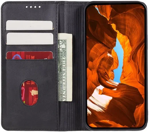 Motorola Edge 50 Fusion Hoesje Wallet Book Case Kunstleer Zwart afbeelding 1