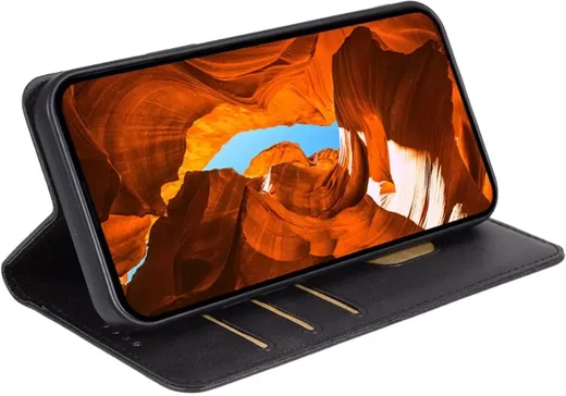 Motorola Edge 50 Fusion Hoesje Wallet Book Case Kunstleer Zwart afbeelding 3