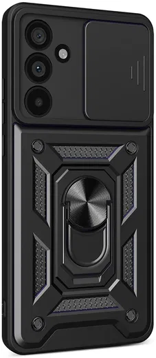 Samsung Galaxy M55 Hoesje met Camera Slider en Kickstand Ring Zwart afbeelding 1