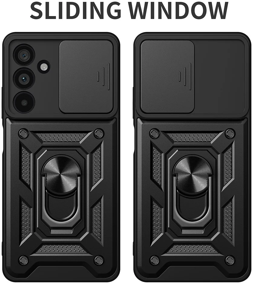 Samsung Galaxy M55 Hoesje met Camera Slider en Kickstand Ring Zwart afbeelding 2