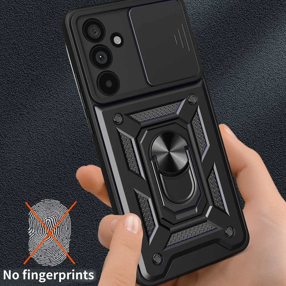 Samsung Galaxy M55 Hoesje met Camera Slider en Kickstand Ring Zwart afbeelding 4