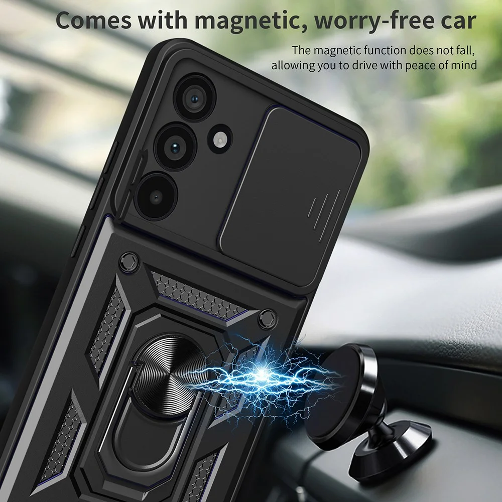 Samsung Galaxy M55 Hoesje met Camera Slider en Kickstand Ring Zwart afbeelding 5