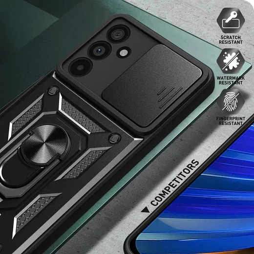 Samsung Galaxy M55 Hoesje met Camera Slider en Kickstand Ring Zwart afbeelding 6