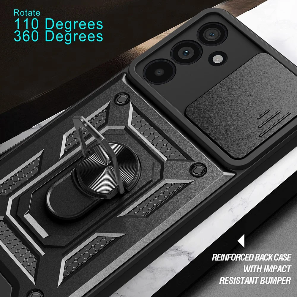 Samsung Galaxy M55 Hoesje met Camera Slider en Kickstand Ring Zwart afbeelding 8