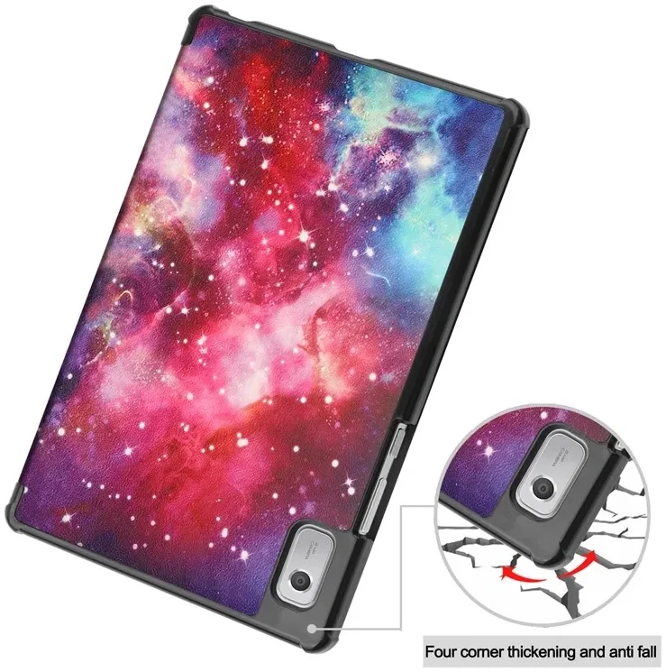 Lenovo Tab M9 Hoes Tri-Fold Book Case met Standaard Galaxy Print afbeelding 2