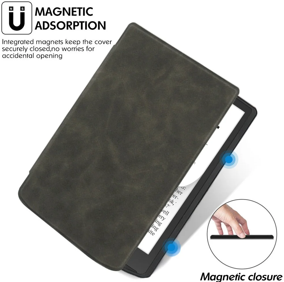 PocketBook InkPad 4 Hoes E-Reader Book Case Beschermhoes Grijs afbeelding 4