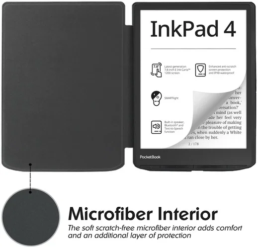 PocketBook InkPad 4 Hoes E-Reader Book Case Beschermhoes Grijs afbeelding 6