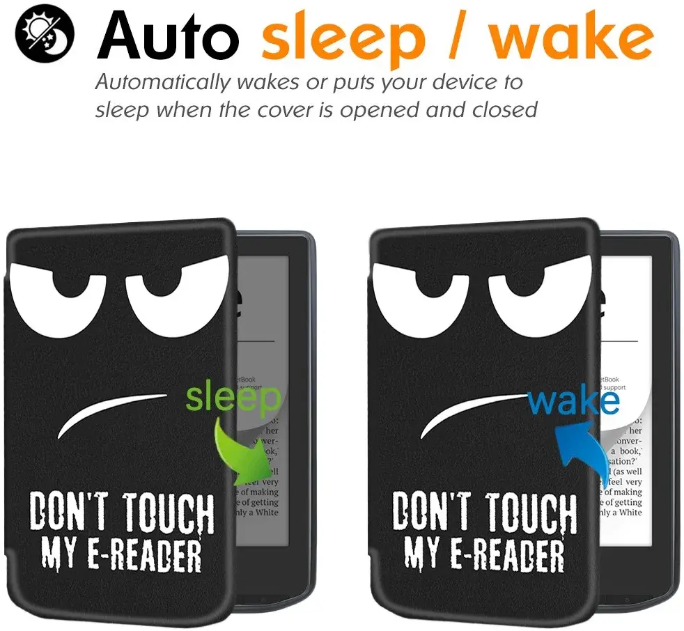 PocketBook Verse Pro Hoes Book Case Sleep Cover Beschermhoes Don't Touch Print afbeelding 3