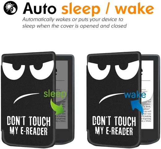 PocketBook Verse Pro Hoes Book Case Sleep Cover Beschermhoes Don't Touch Print afbeelding 3