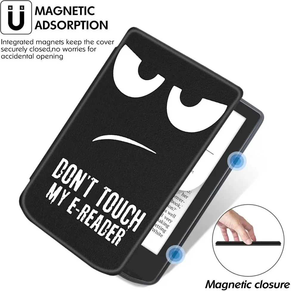 PocketBook Verse Pro Hoes Book Case Sleep Cover Beschermhoes Don't Touch Print afbeelding 5