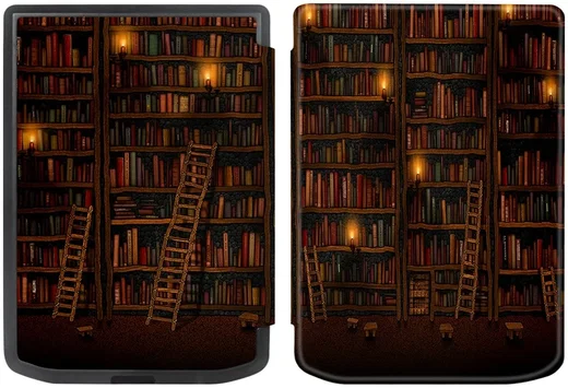PocketBook Verse Pro Hoes Book Case Sleep Cover Beschermhoes Library Print afbeelding 2