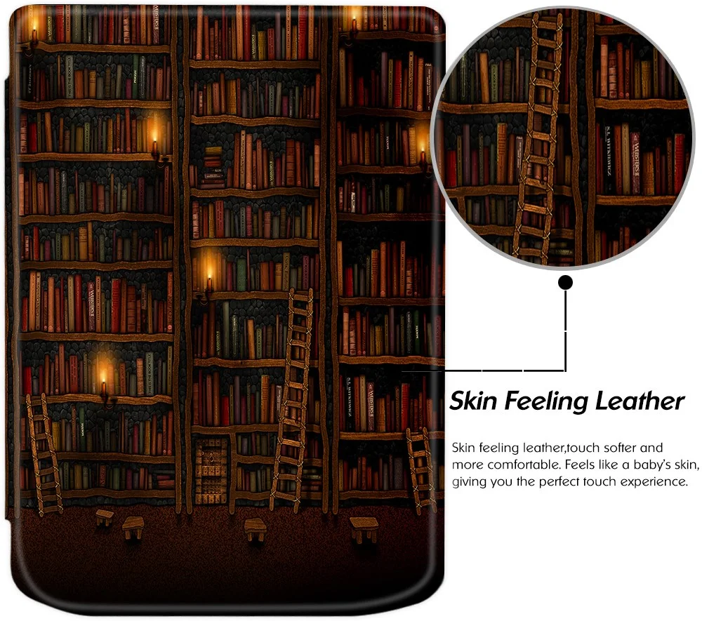 PocketBook Verse Pro Hoes Book Case Sleep Cover Beschermhoes Library Print afbeelding 4
