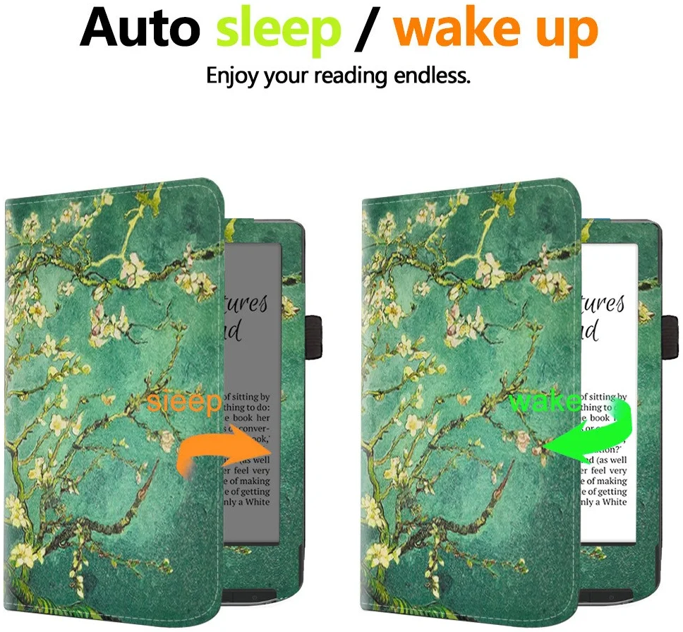 PocketBook Verse Hoes Book Case met Standaard en Sleep / Wake Bloemen Print afbeelding 3