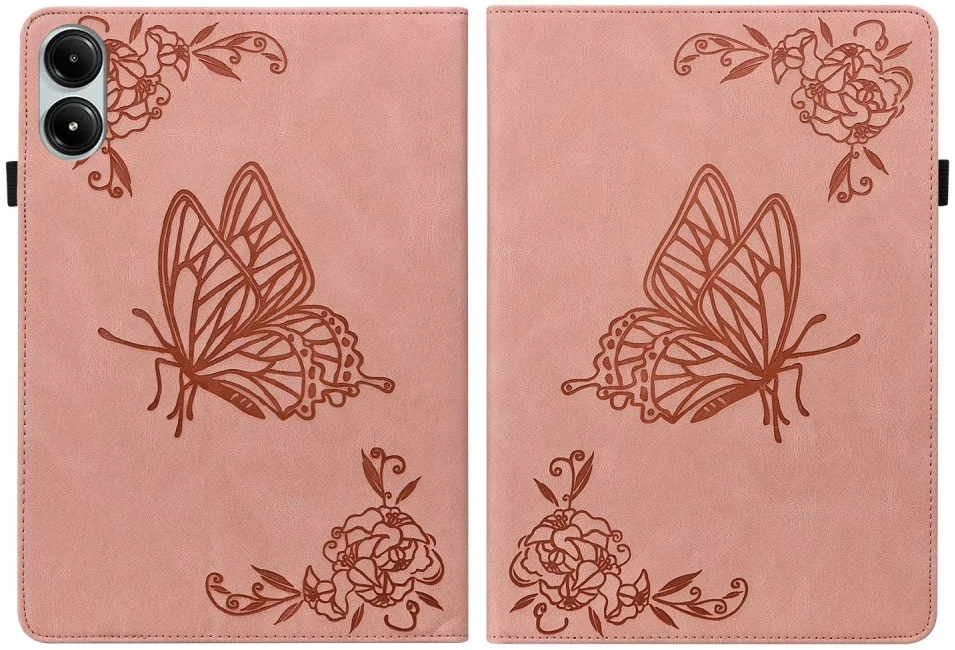 Xiaomi Redmi Pad Pro / Poco Pad Hoes Tri-Fold Book Case Vlinder Print Roze afbeelding 5