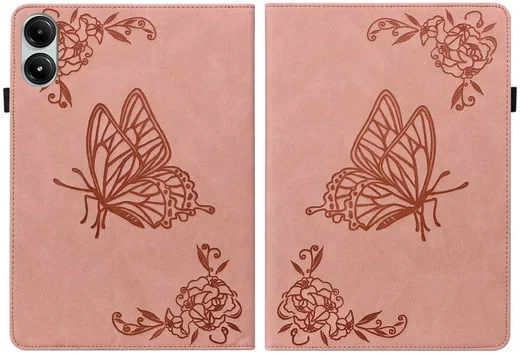 Xiaomi Redmi Pad Pro / Poco Pad Hoes Tri-Fold Book Case Vlinder Print Roze afbeelding 5