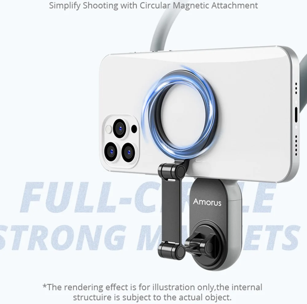 Amorus Universele Magnetische MagSafe Nek Telefoonhouder Grijs afbeelding 5