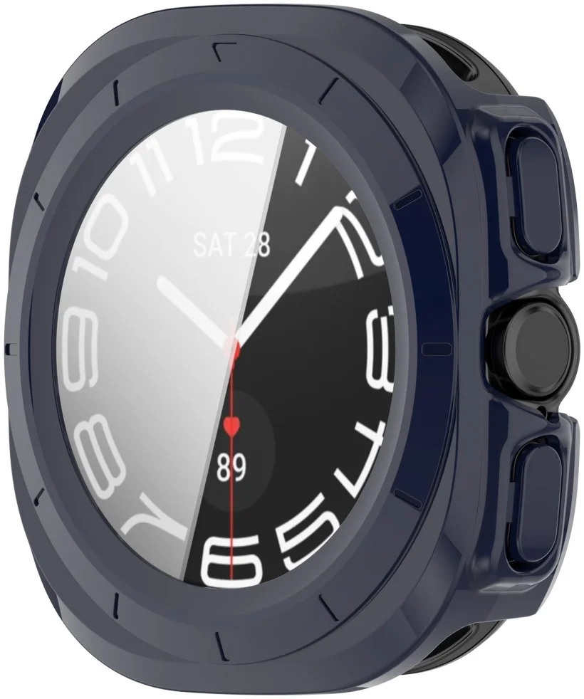 Samsung Galaxy Watch Ultra Hoesje - Bumper Case met Tempered Glass - Blauw afbeelding 5