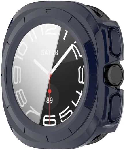 Samsung Galaxy Watch Ultra Hoesje - Bumper Case met Tempered Glass - Blauw afbeelding 5