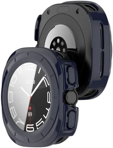 Samsung Galaxy Watch Ultra Hoesje - Bumper Case met Tempered Glass - Blauw afbeelding 6