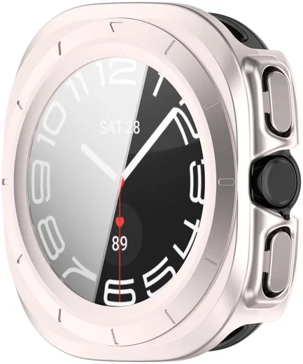 Samsung Galaxy Watch Ultra Hoesje - Bumper Case met Tempered Glass - Licht Roze afbeelding 5