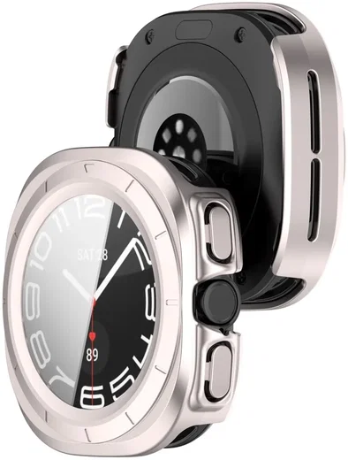 Samsung Galaxy Watch Ultra Hoesje - Bumper Case met Tempered Glass - Licht Roze afbeelding 6