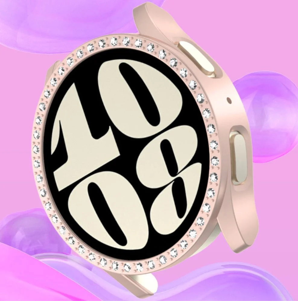 Samsung Galaxy Watch 7 44MM Hoesje - Hard Plastic - Diamant Zwart afbeelding 5