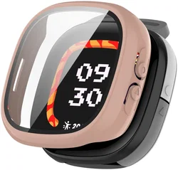 Fitbit Ace LTE Hoesje Bumper met Ingebouwde Tempered Glass Roze afbeelding