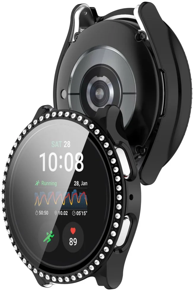 Samsung Galaxy Watch 7 40MM Hoesje - Case met Tempered Glass - Rhinestone Zwart afbeelding 2