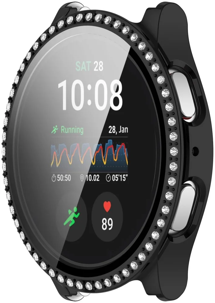 Samsung Galaxy Watch 7 40MM Hoesje - Case met Tempered Glass - Rhinestone Zwart afbeelding 7